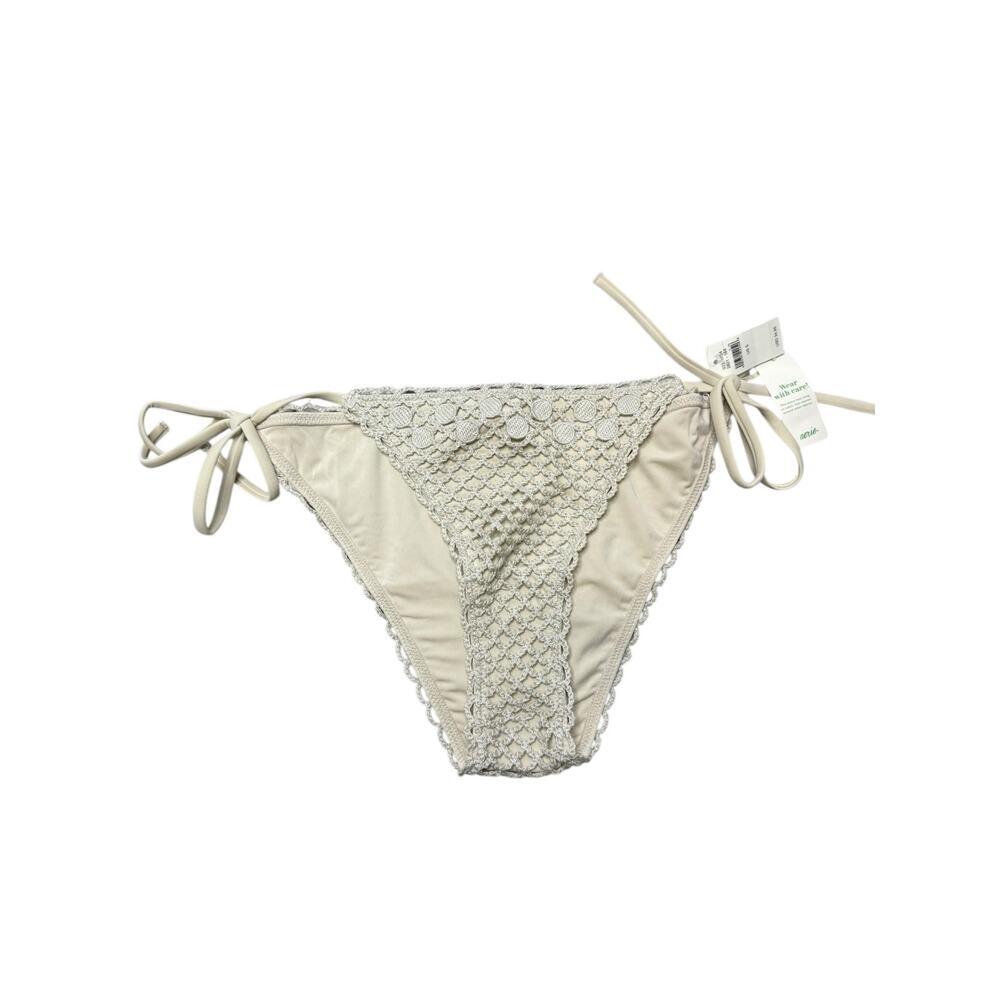 NWT Aerie The Sunbun Cloudweave Crochet Bikini Bottom Women S Cream Cottage Boho